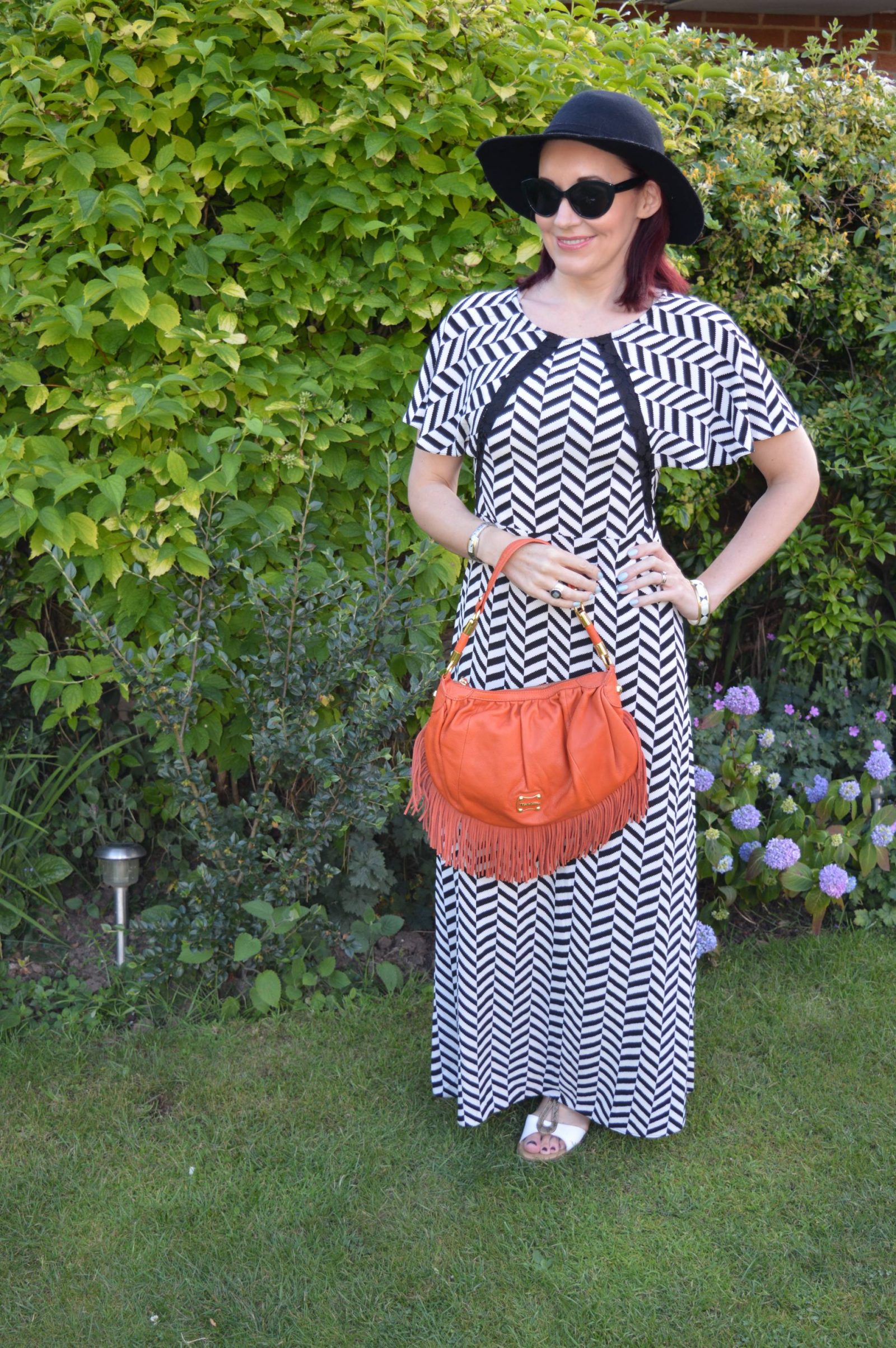 Black and White Maxi Dress With a Wide Brim Hat + Style With a Smile