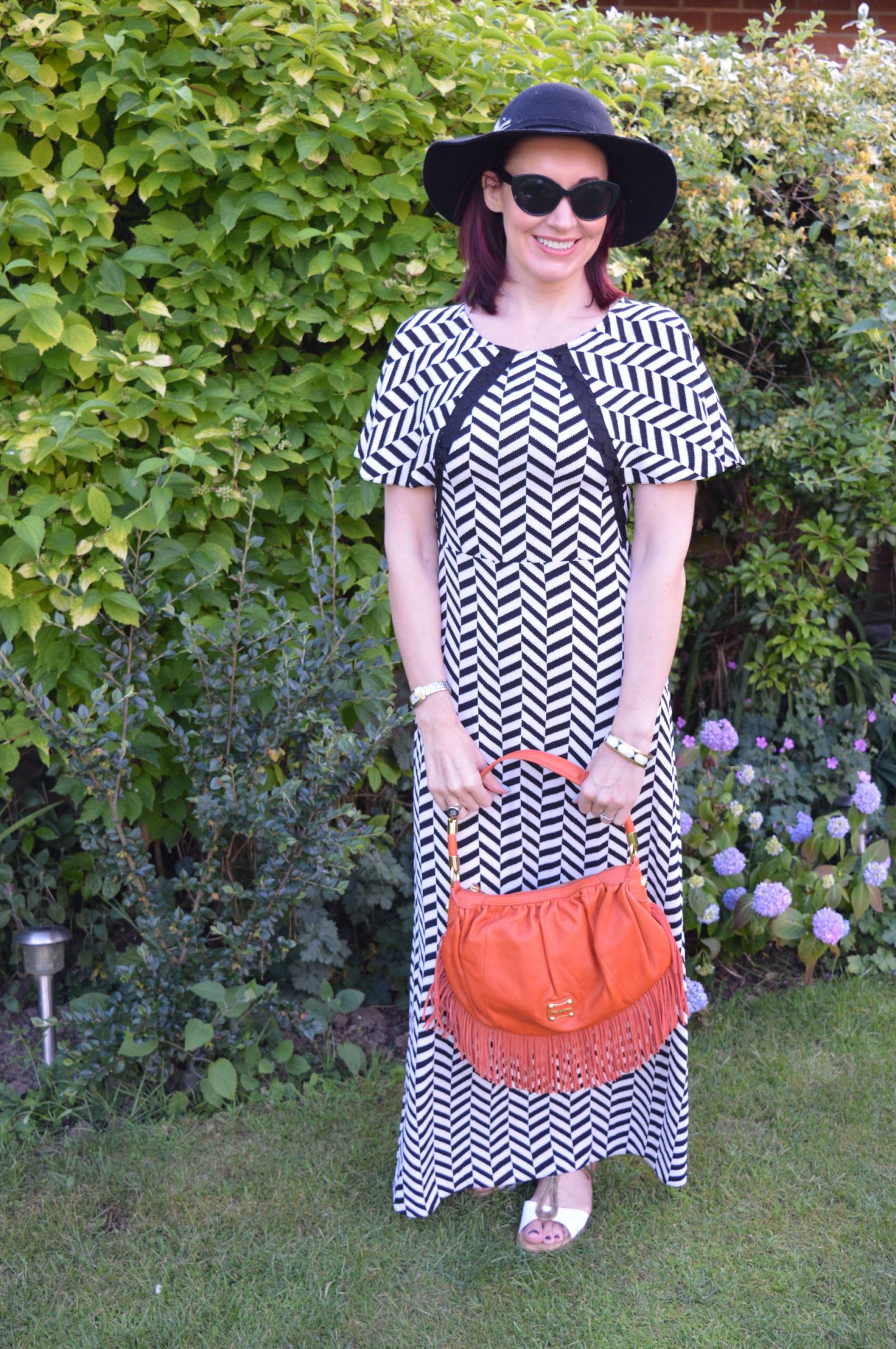 Black and White Maxi Dress With a Wide Brim Hat + Style With a Smile