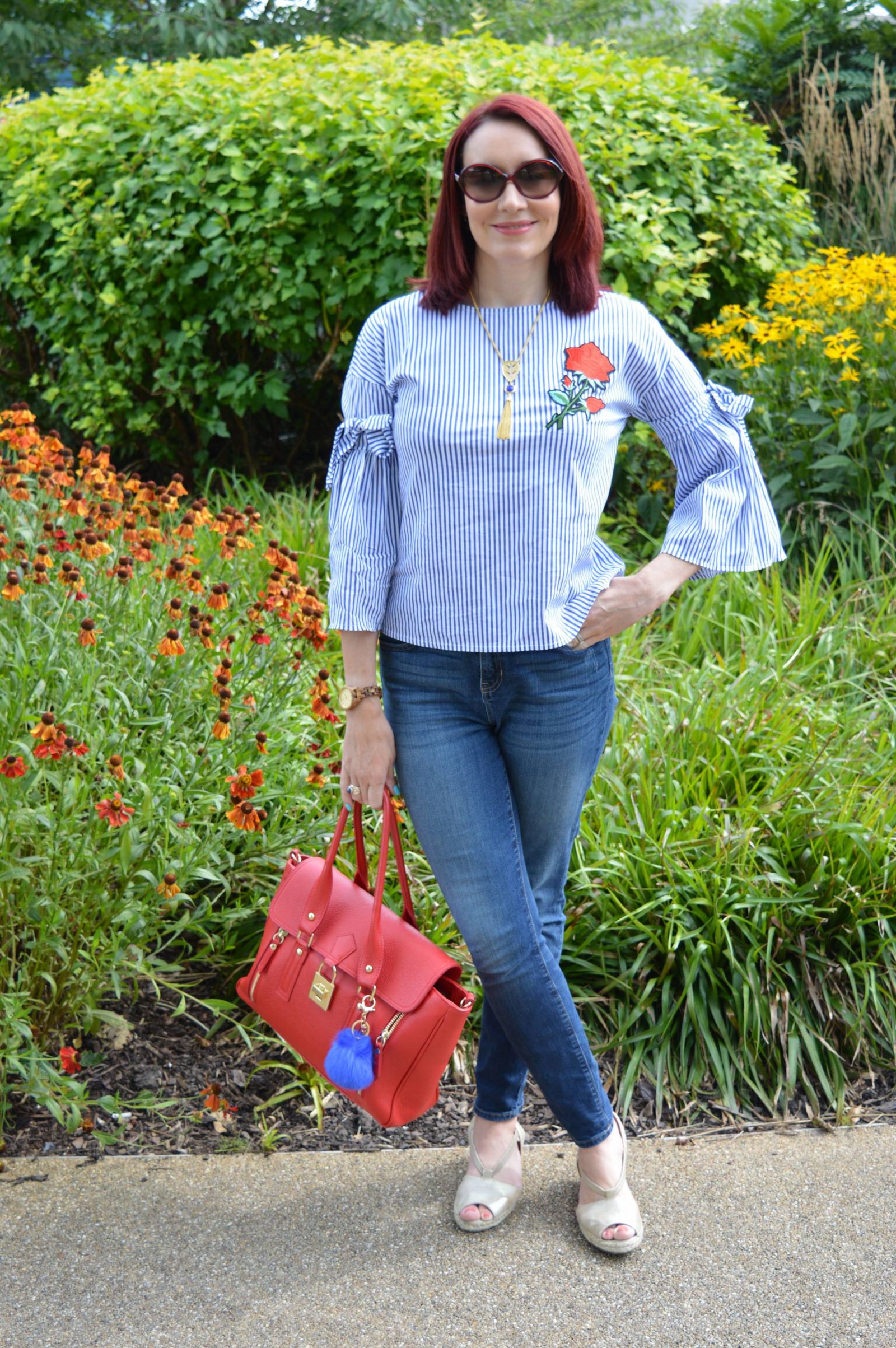 Striped Statement Sleeves and Jeans