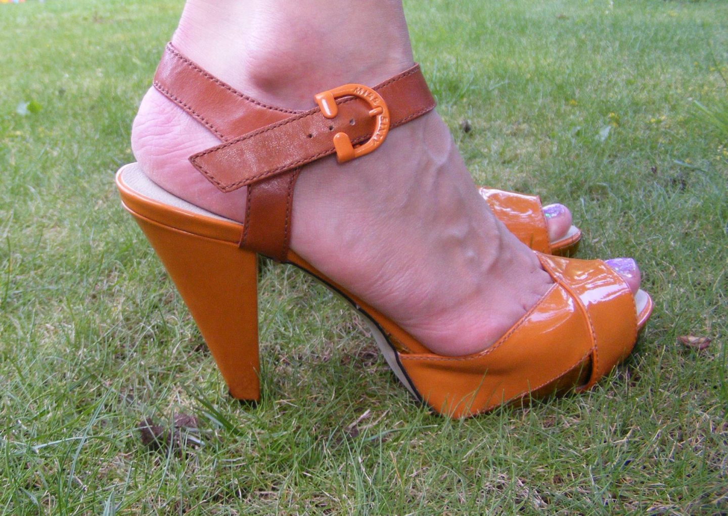 Miss Sixty orange patent sandals