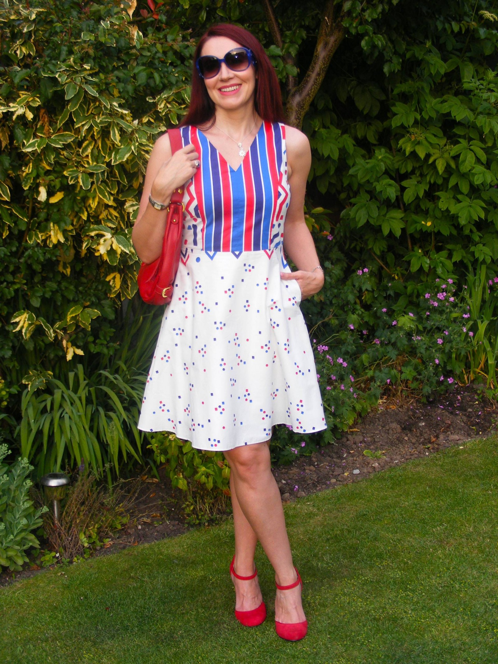 Fever red white and blue dress
