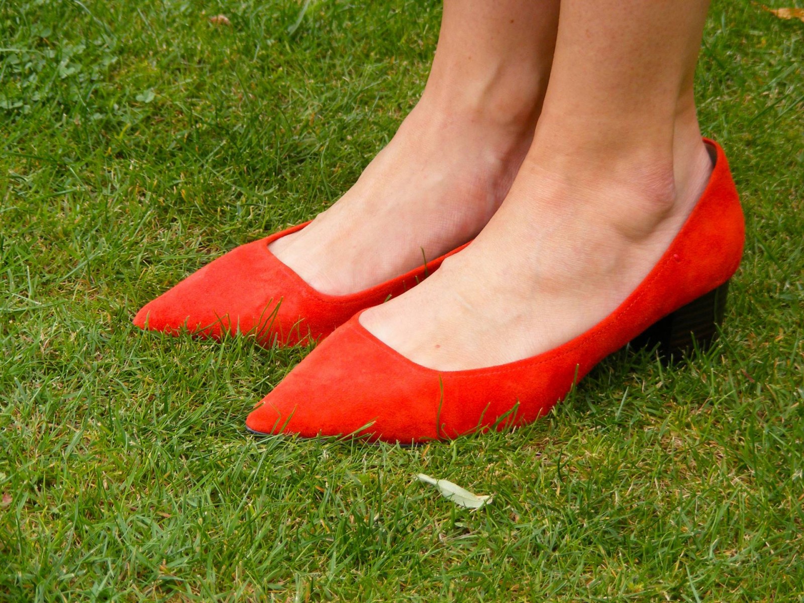 Marks and Spencer red suede shoes