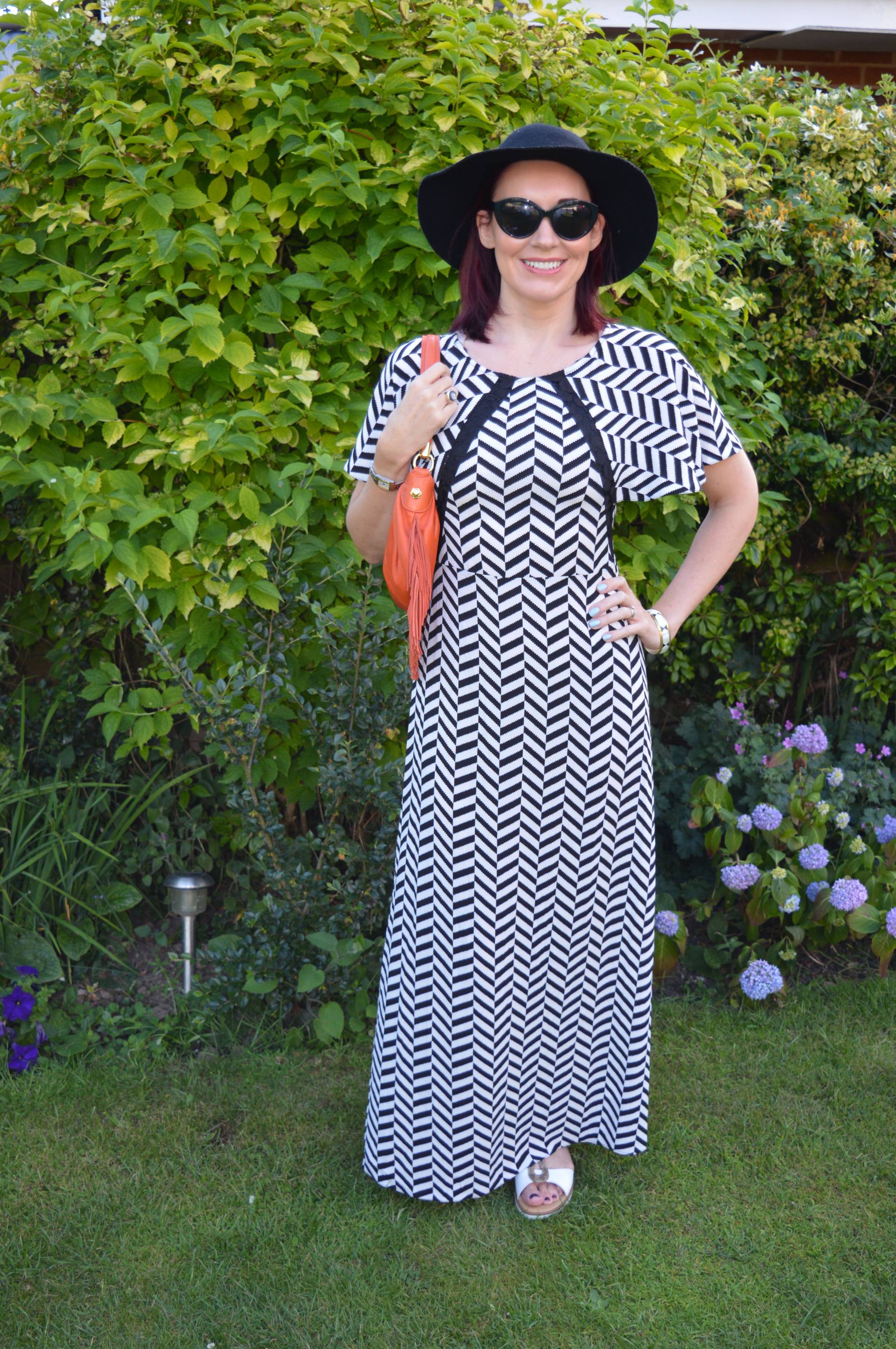 Black and White Maxi Dress With a Wide Brim Hat + Style With a Smile