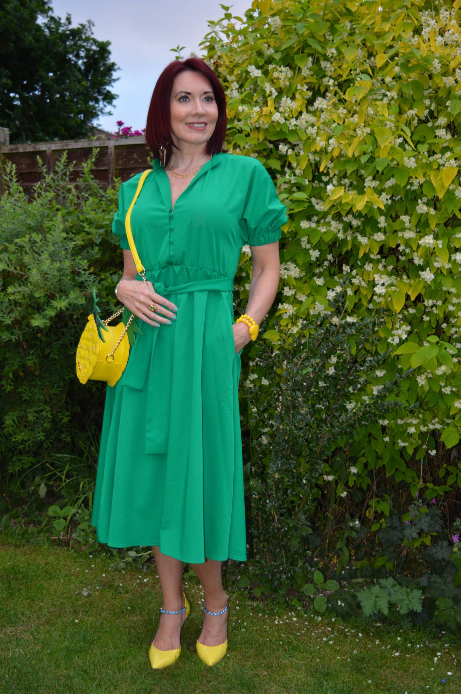 green midi dress zara