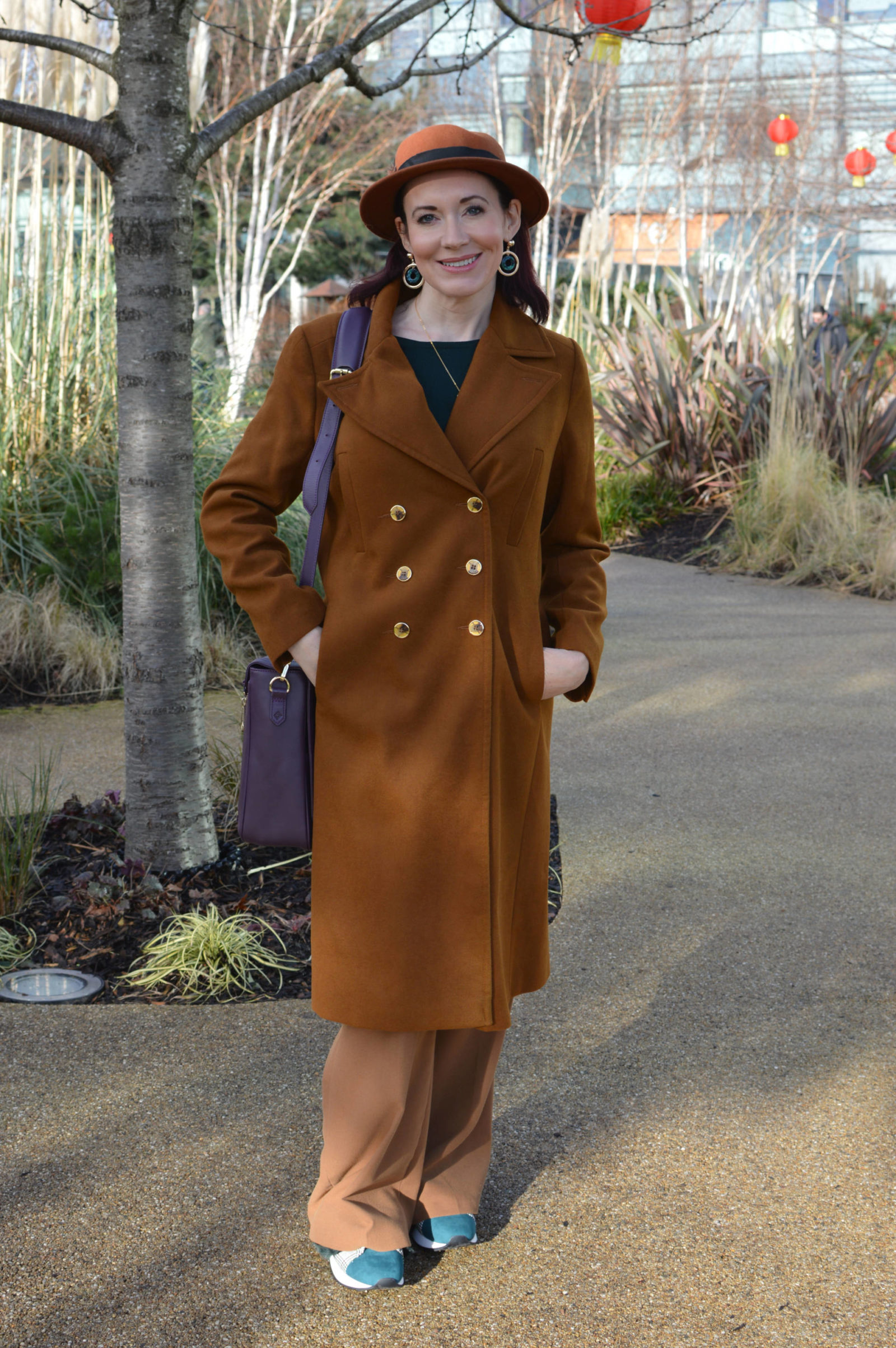 Warm browns with dark green and aubergine + Style With a Smile