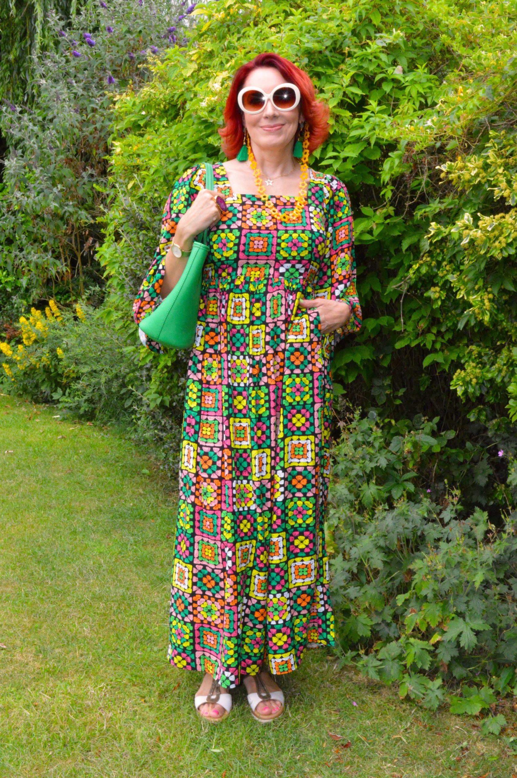 Granny Square Print Midi Dress + Style With a Smile Link Up - Style Splash